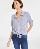 On 34th Women's Button-Front Crepe Shirt