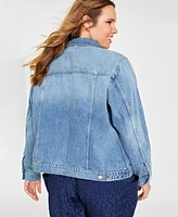 On 34th Trendy Plus Classic Denim Trucker Jacket, Created for Macy's