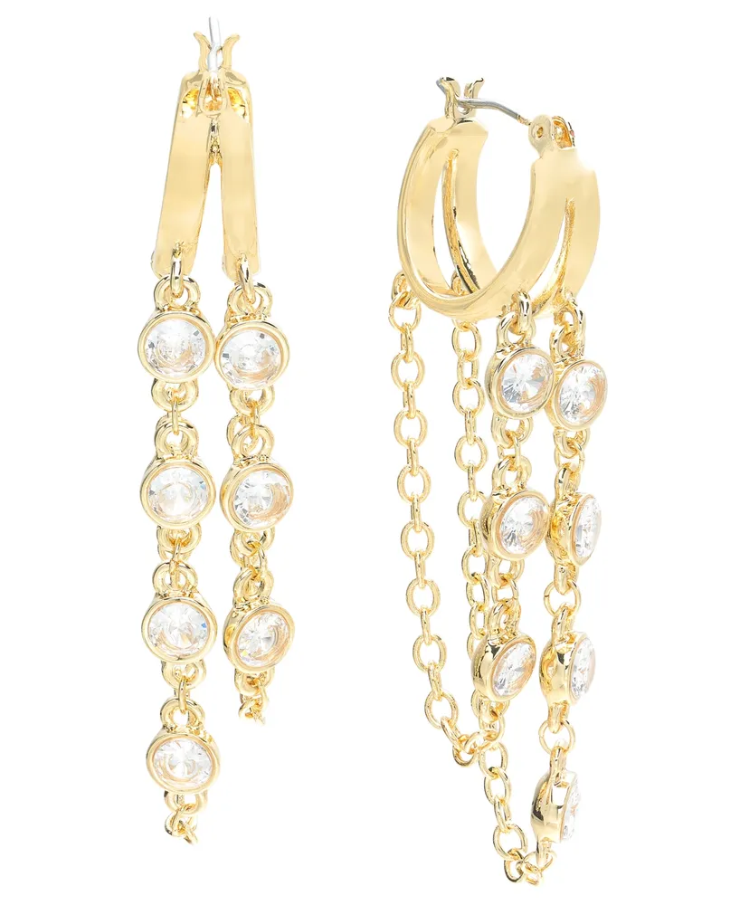 On 34th Chain Cubic Zirconia Drop Earrings, Created for Macy's