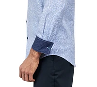 Men's Slim-Fit Floral Performance Stretch Cooling Comfort Dress Shirt