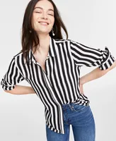 On 34th Women's Button-Front Crepe Shirt