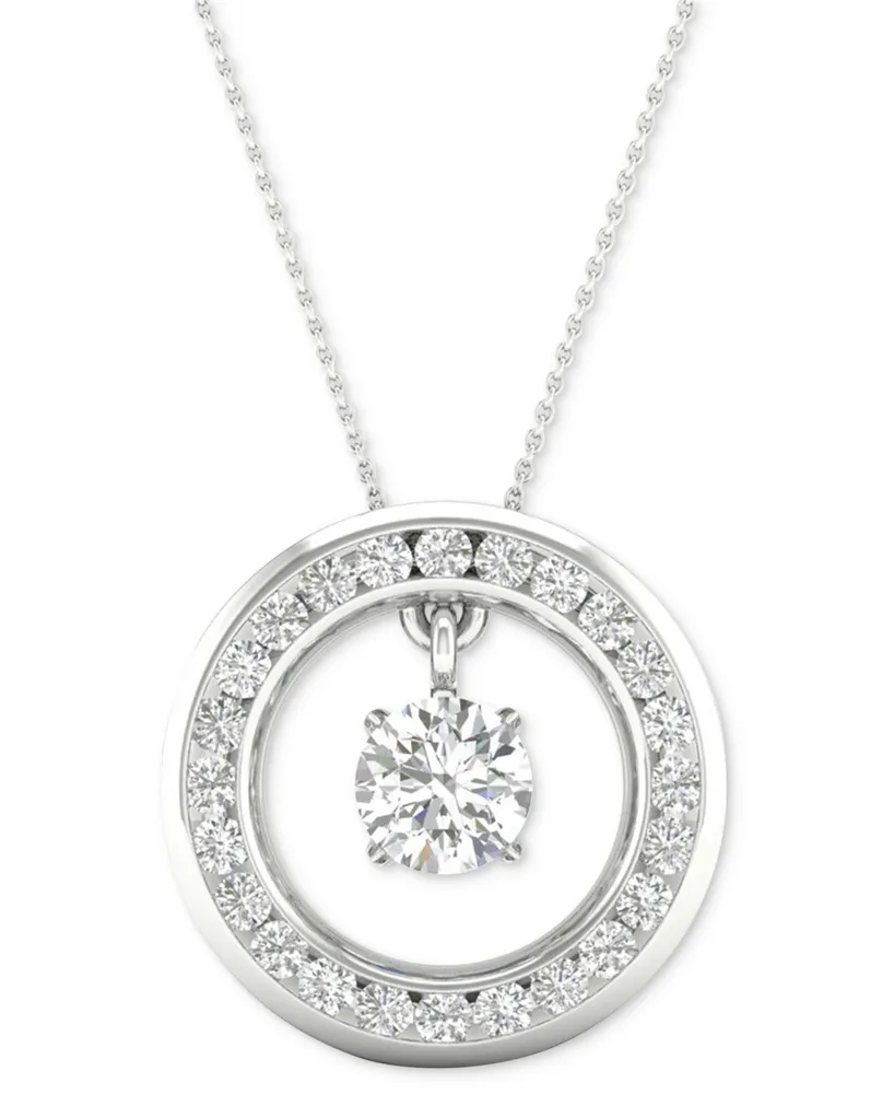 Diamond Orbital Halo Pendant Necklace (1/3 ct. t.w.) in 10k White Gold, 16" + 2" extender