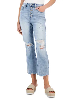 Tinseltown Juniors' Button-Fly Ankle Flare-Leg Jeans
