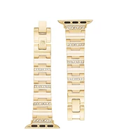 Anne Klein Women's Gold-Tone Alloy Grooved Crystal Bracelet Compatible with 42/44/45/Ultra/Ultra 2 Apple Watch - Gold