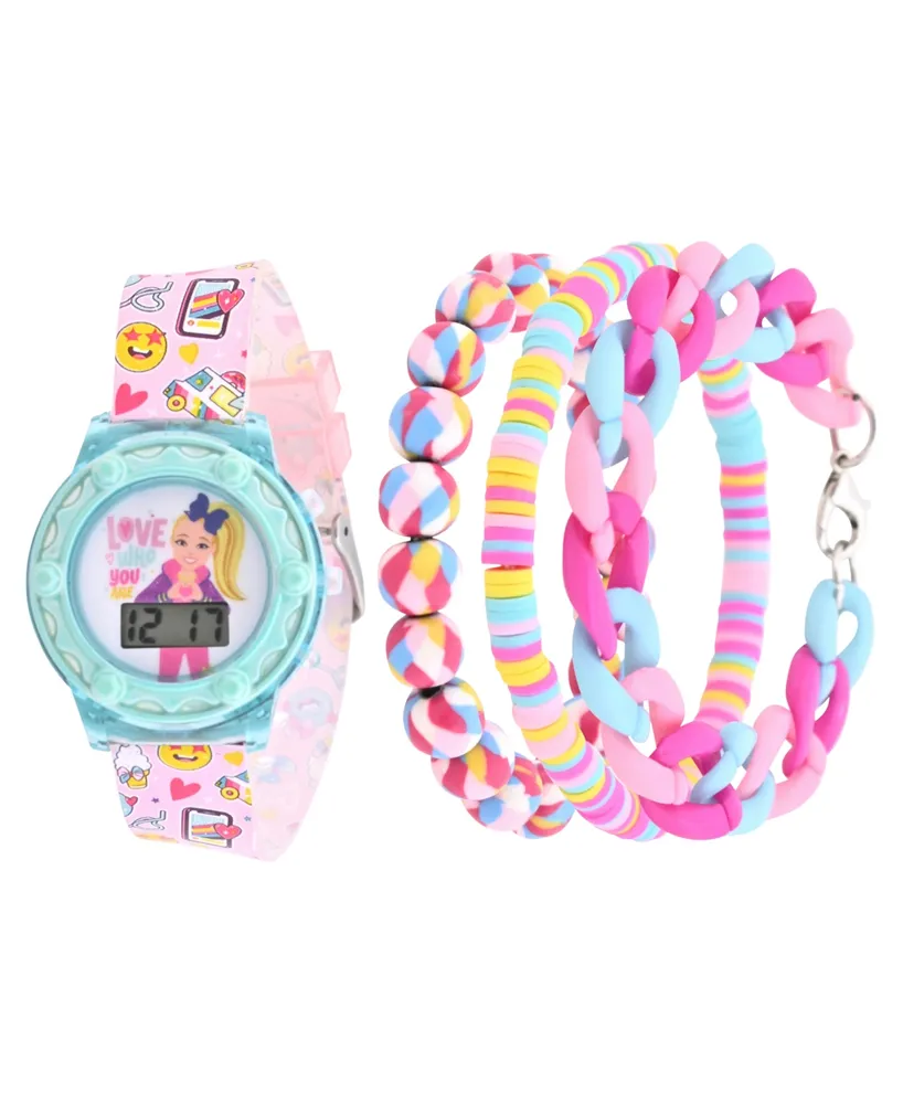 Accutime Girl's Jojo Siwa Multi Color Silicone Strap Watch 35mm Set