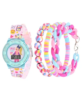 Accutime Girl's Jojo Siwa Multi Color Silicone Strap Watch 35mm Set