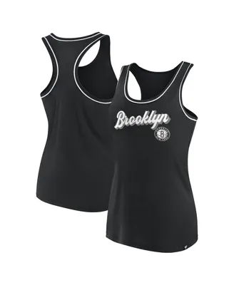 Women's Fanatics Black Brooklyn Nets Wordmark Logo Racerback Tank Top