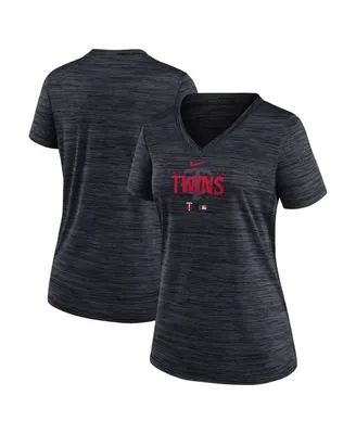 Women's Nike Black Minnesota Twins Authentic Collection Velocity Practice Performance V-Neck T-shirt