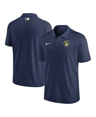 Men's Nike Navy Milwaukee Brewers Authentic Collection Victory Striped Performance Polo Shirt