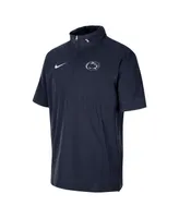 Men's Nike Navy Penn State Nittany Lions Coaches Quarter-Zip Short Sleeve Jacket