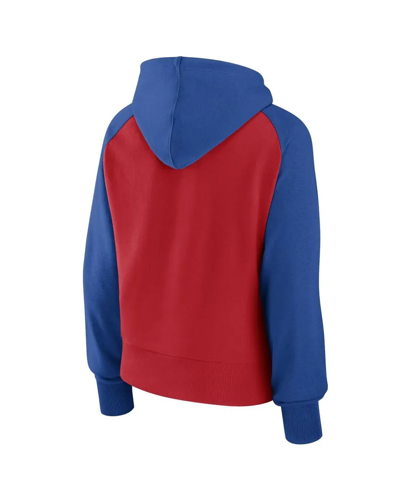 Women's Fanatics Royal, Red Chicago Cubs Pop Fly Pullover Hoodie