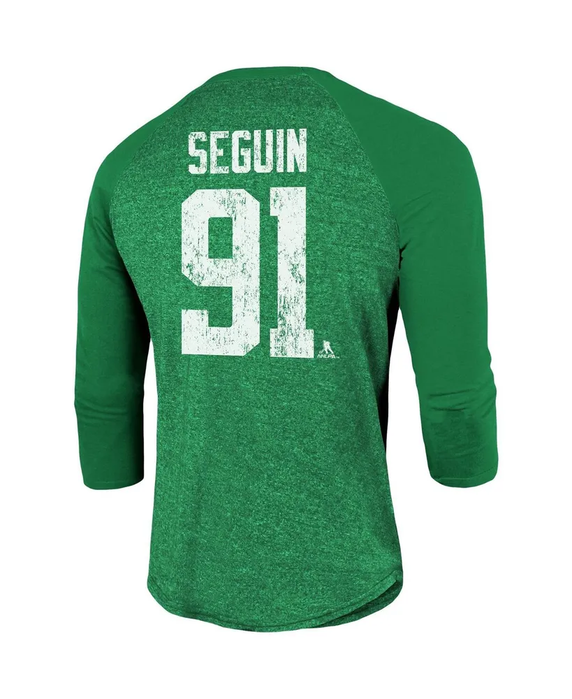 Men's Fanatics Tyler Seguin Kelly Green Dallas Stars Name and Number Tri-Blend Raglan 3/4-Sleeve T-shirt