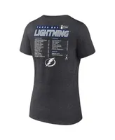 Women's Fanatics Heathered Charcoal Tampa Bay Lightning 2022 Stanley Cup Final Own Goal Roster V-Neck T-shirt