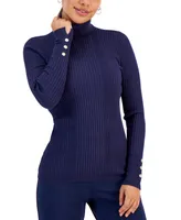 Jm Collection Petite Ribbed Turtleneck Sweater, Created for Macy's