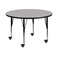 Emma+Oliver Mobile 48" Round Laminate Adjustable Preschool Activity Table