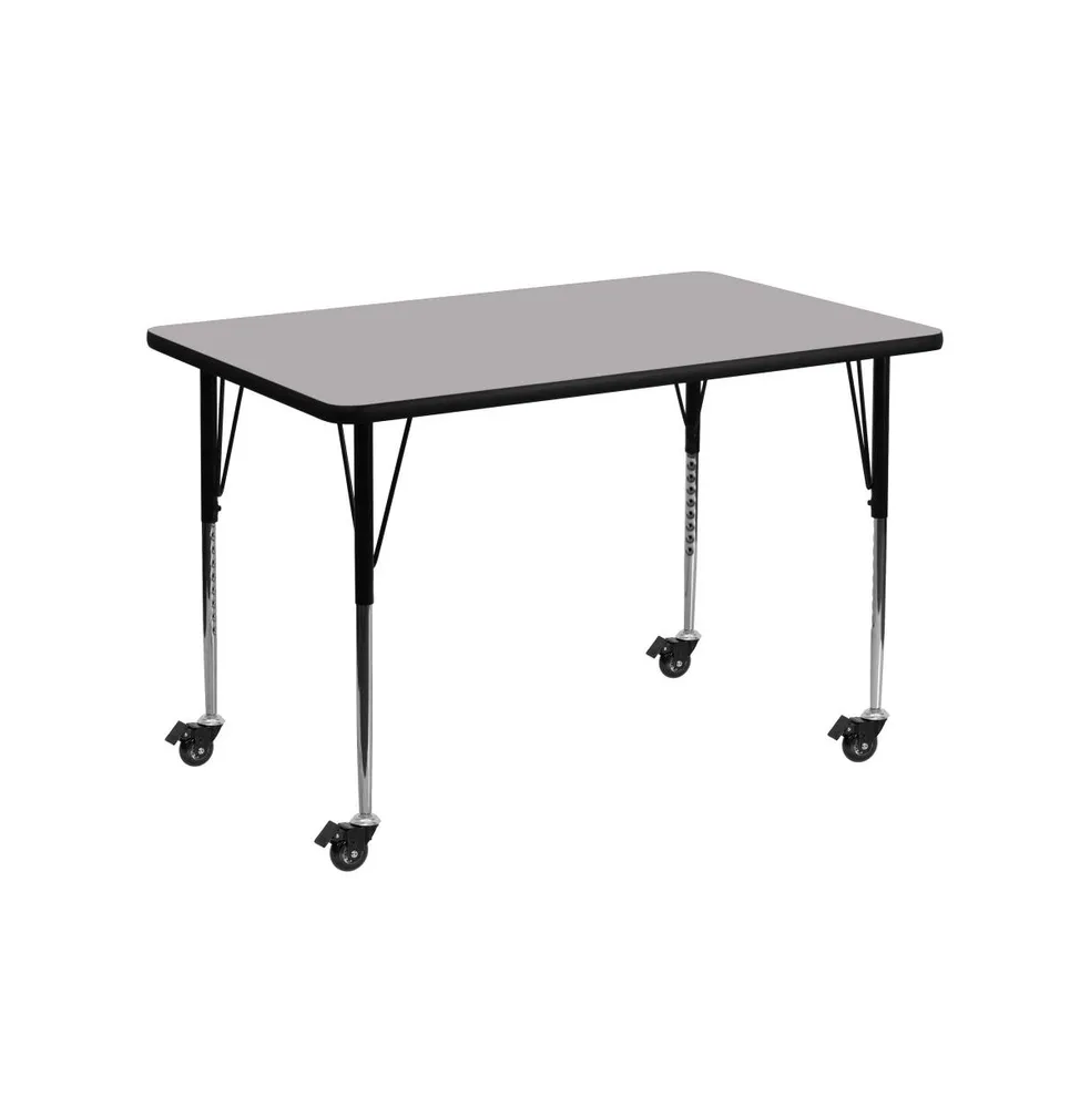 Emma+Oliver Mobile 30X48 Rectangle Laminate Adjustable Activity Table