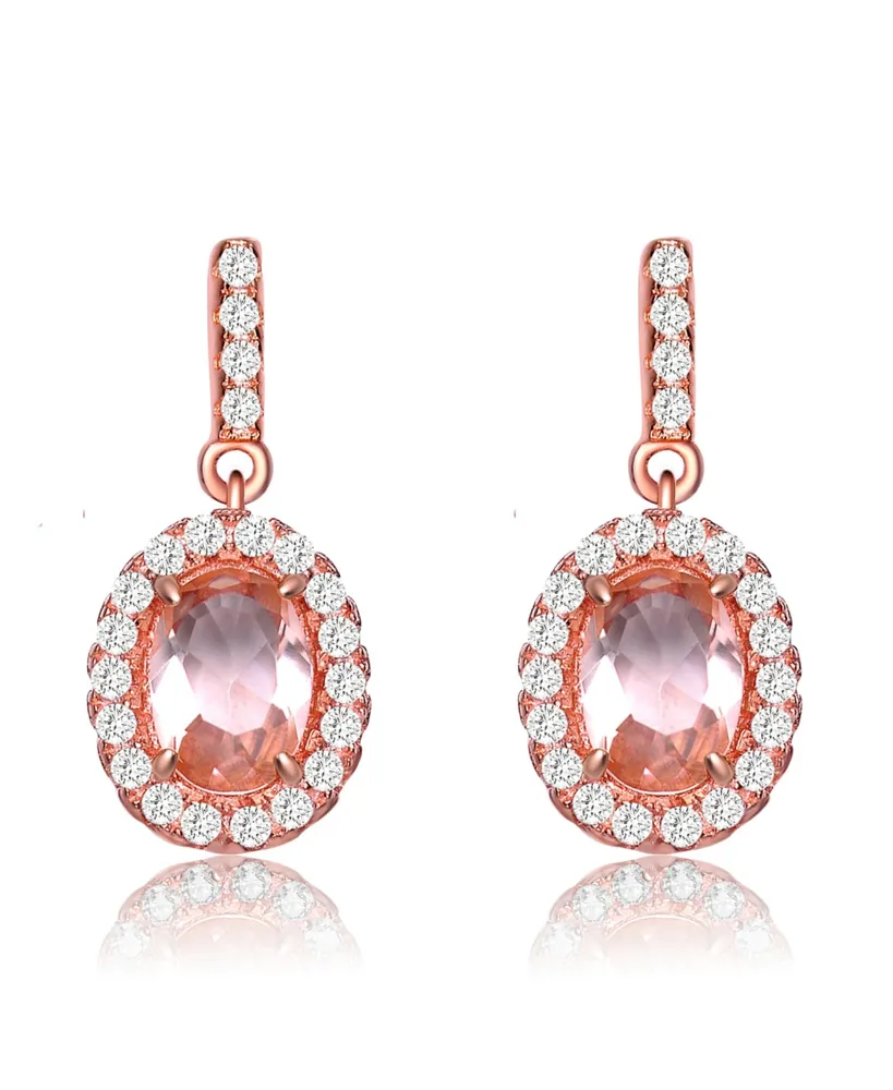 Genevive 18K Rose Gold Overlay Circle Champagne Cubic Zirconia Earrings