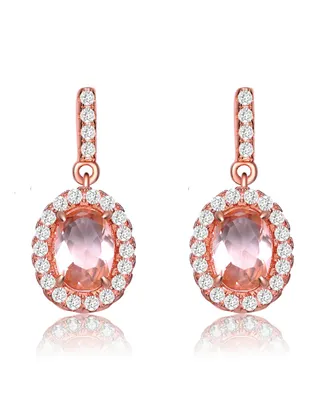 Genevive 18K Rose Gold Overlay Circle Champagne Cubic Zirconia Earrings