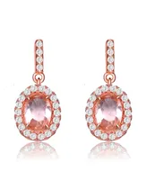 Genevive 18K Rose Gold Overlay Circle Champagne Cubic Zirconia Earrings