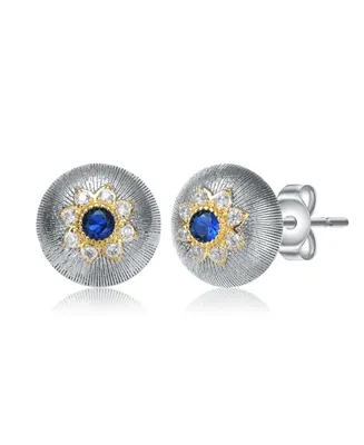 Rachel Glauber White Gold and 14K Plated Colored Stud Cubic Zirconia Earrings