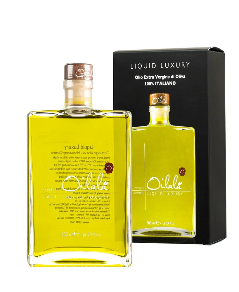 Oilala Liquid Luxury Gift Box Robust Italian Coratina Extra Virgin Olive Oil Bottle, 500 ml