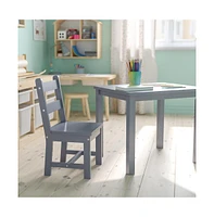 Emma+Oliver Kids 3 Piece Solid Hardwood Table And Chair Set For Playroom, Kitchen