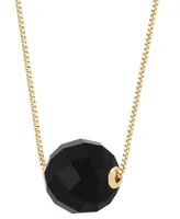 Onyx Solitaire 18" Pendant Necklace in 14k Gold