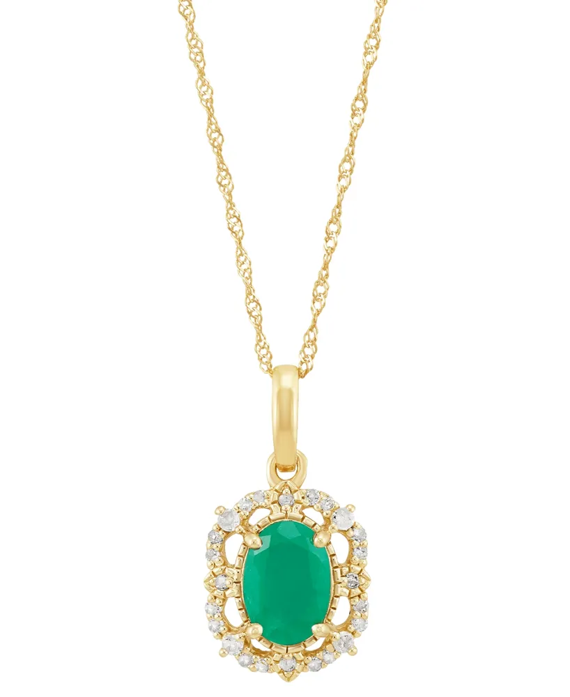 Sapphire (1 ct. t.w.) & Diamond (1/10 Pendant 18" Necklace 14k Yellow Gold (Also Available Ruby Emerald)