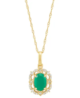 Sapphire (1 ct. t.w.) & Diamond (1/10 Pendant 18" Necklace 14k Yellow Gold (Also Available Ruby Emerald)