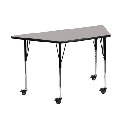 Emma+Oliver Mobile 29X57 Trapezoid Hp Laminate Adjustable Activity Table