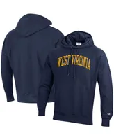 Men's Champion Navy West Virginia Mountaineers Team Arch Reverse Weave Pullover Hoodie