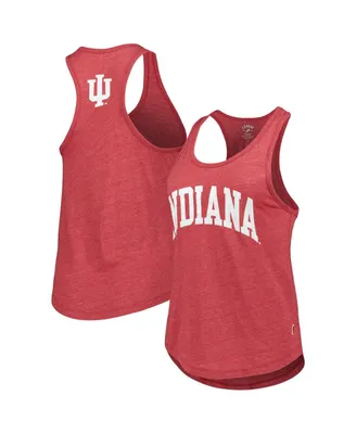 Women's League Collegiate Wear Heather Crimson Indiana Hoosiers Two-Hit Intramural Tri-Blend Scoop Neck Racerback Tank Top