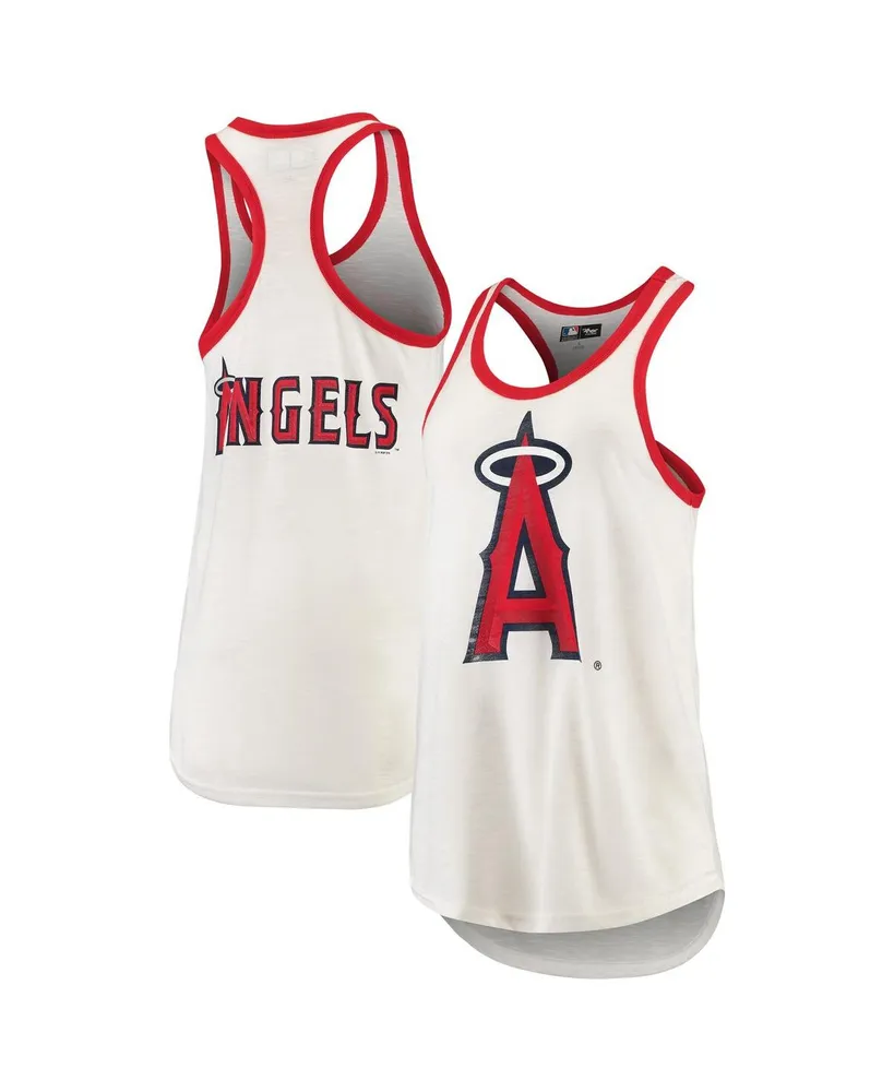 Women's G-iii 4Her by Carl Banks White Los Angeles Angels Tater Racerback Tank Top