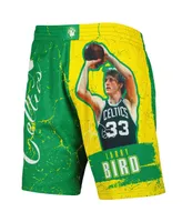 Men's Mitchell & Ness Larry Bird Green Boston Celtics Hardwood Classics Player Burst Shorts