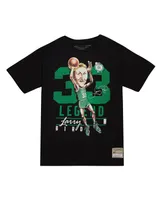 Men's Mitchell & Ness Larry Bird Black Boston Celtics Hardwood Classics Caricature T-shirt