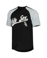 Men's Stitches Black Chicago White Sox Button-Down Raglan Fashion Jersey