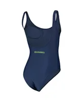 Women's G-iii 4Her by Carl Banks Navy Seattle Seahawks Making Waves One-Piece Swimsuit