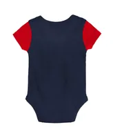 Newborn and Infant Boys Girls Navy, Red Cleveland Guardians Little Champ Three-Pack Bodysuit Bib Booties Set