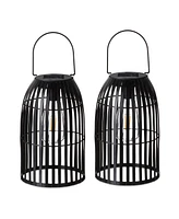 Glitzhome 9.75" H Metal Woven Solar Powered Outdoor Hanging Lantern