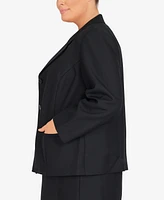 Alfred Dunner Plus Classic Chic Button Front Long Sleeve Jacket