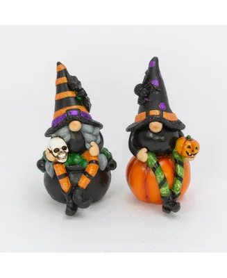 Set of 2 Whimsical Lighted Spooky Halloween Gnomes Decor