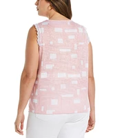 Ella Rafaella Plus Size Crochet Trim Sleeveless Top