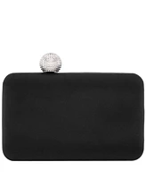 Nina Satin Minaudiere Crystal Clasp Clutch