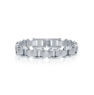 Men's Stainless Steel Linked Grid Design Bracelet