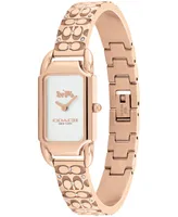 Coach Women's Cadie Signature C Rose Gold-Tone Stainless Steel Bangle Watch, 28.5 x 17.5mm