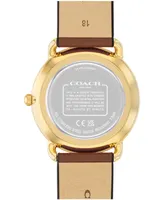 Coach Unisex Elliot Saddle Leather Strap Watch, 36mm