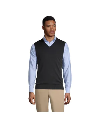 Lands' End Men's School Uniform Cotton Modal Fine Gauge Sweater Vest