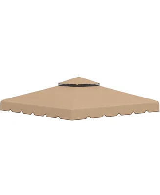 Outsunny 116.5" x 116.5" Gazebo Replacement Canopy, Gazebo Top Cover with Double Vented Roof for Garden Patio Outdoor (Top Only), Khaki