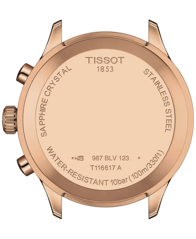 Tissot Men's Swiss Chronograph Xl Classic Blue Leather Strap Watch 45mm