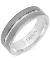 Triton Men's Sandblast Double Row Wedding Band Gray Tungsten Carbide